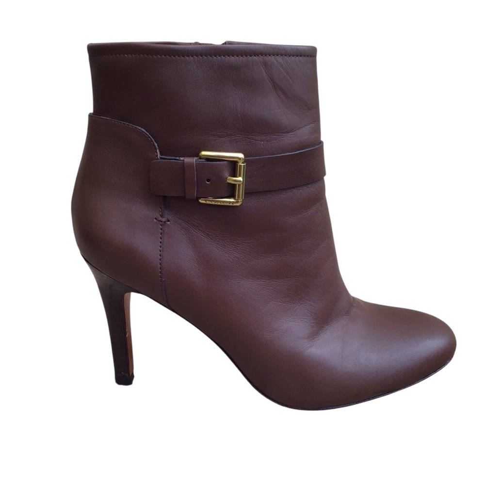 COACH Mason Women’s Brown Leather Buckle Heeled Ankle Boot Woman’s Size 9B - Picture 3 of 14